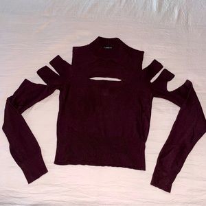 Dark mulberry slashed sweater top